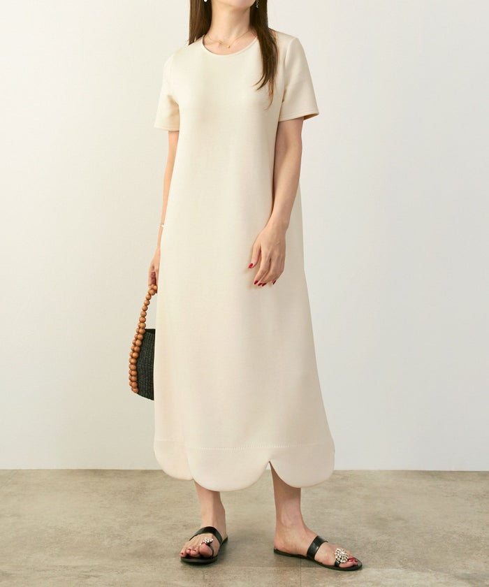 新色追加手洗い可日本製ワンピーススカラップロングレディースかわいい大人半袖無地春夏秋動きやすいジョイントスペース