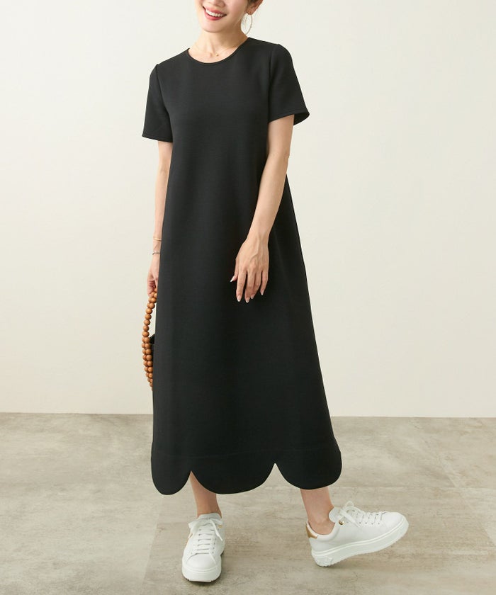 新色追加手洗い可日本製ワンピーススカラップロングレディースかわいい大人半袖無地春夏秋動きやすいジョイントスペース