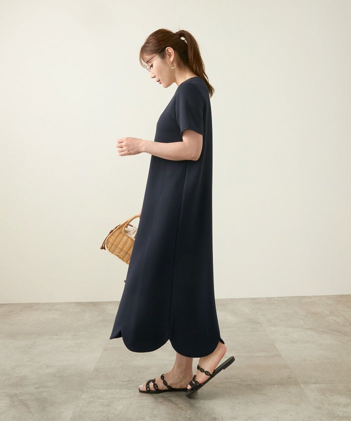 新色追加手洗い可日本製ワンピーススカラップロングレディースかわいい大人半袖無地春夏秋動きやすいジョイントスペース