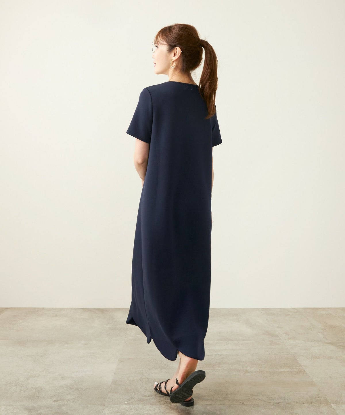 新色追加手洗い可日本製ワンピーススカラップロングレディースかわいい大人半袖無地春夏秋動きやすいジョイントスペース