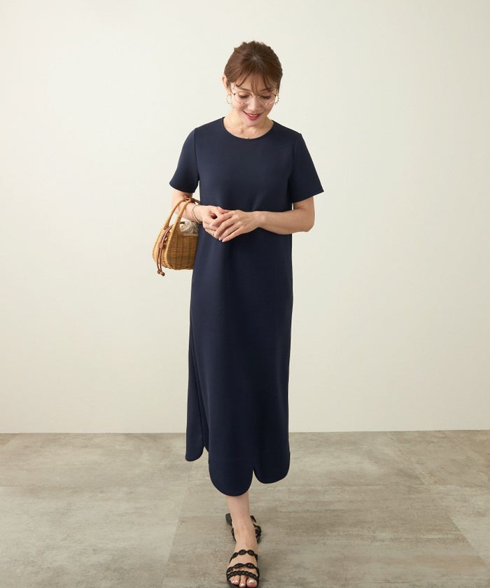 新色追加手洗い可日本製ワンピーススカラップロングレディースかわいい大人半袖無地春夏秋動きやすいジョイントスペース