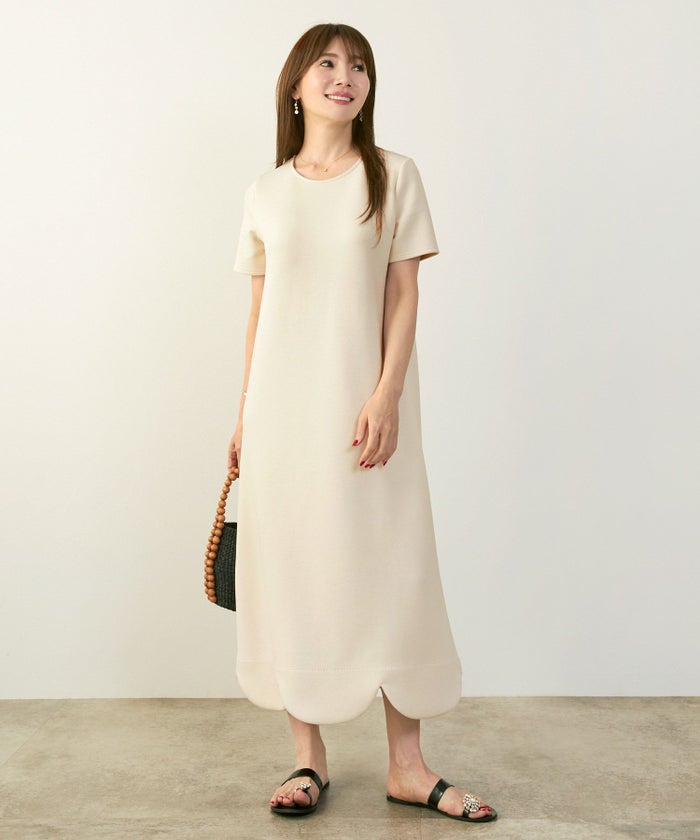 新色追加手洗い可日本製ワンピーススカラップロングレディースかわいい大人半袖無地春夏秋動きやすいジョイントスペース