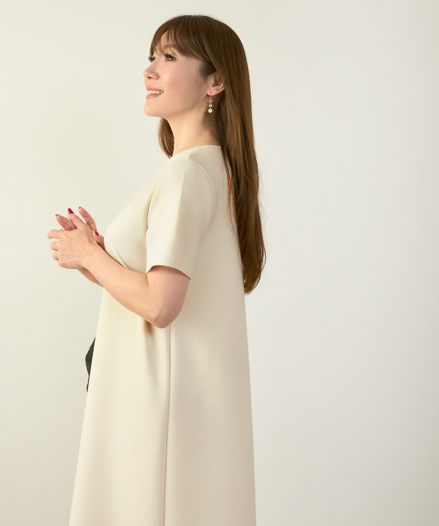 ダンボールニット スカラップヘム ワンピース 半袖 Liala×PG 全4色