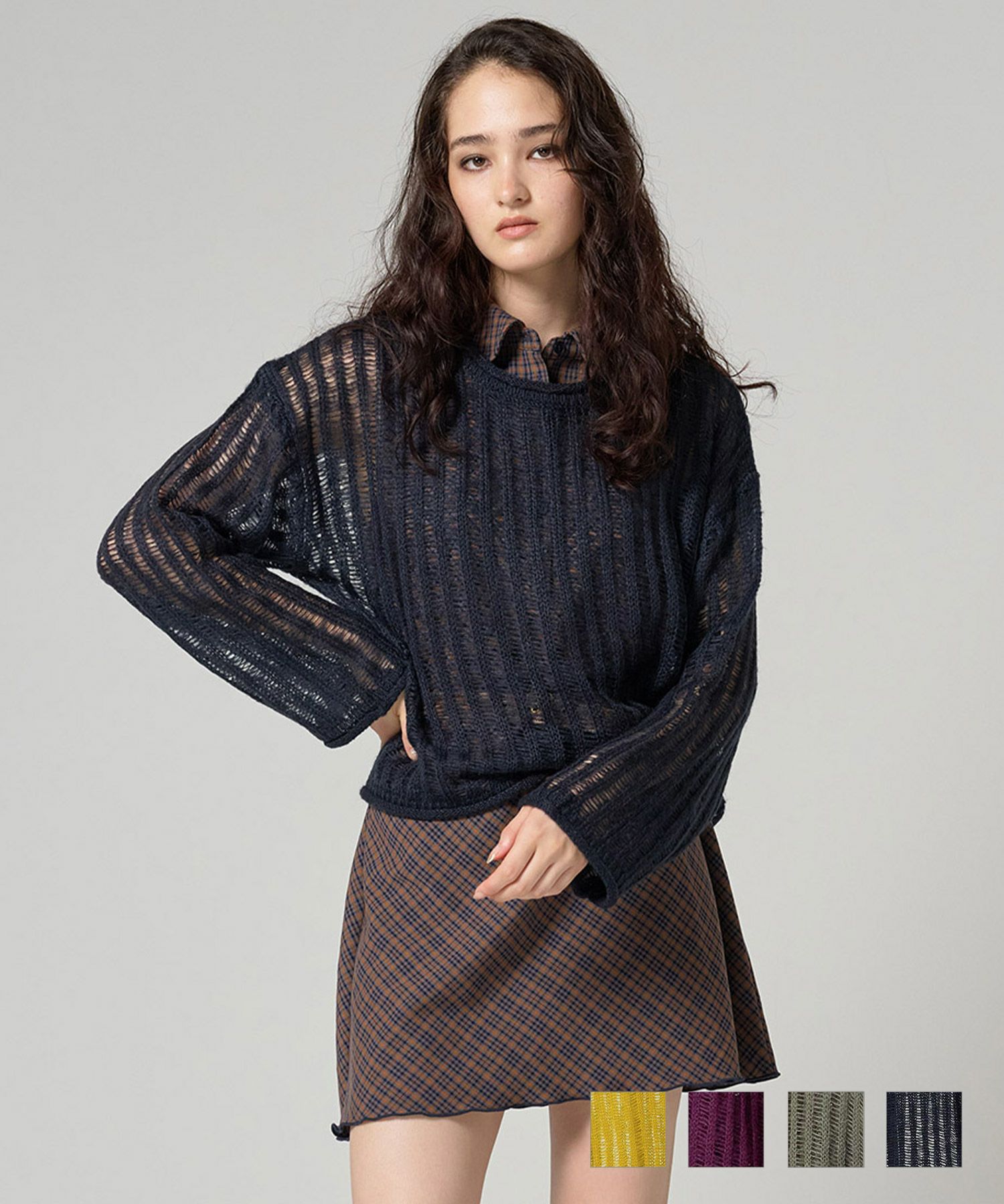 ポケット付き オフショルニット TINA：JOJUN 全3色｜tnj431-0891【3