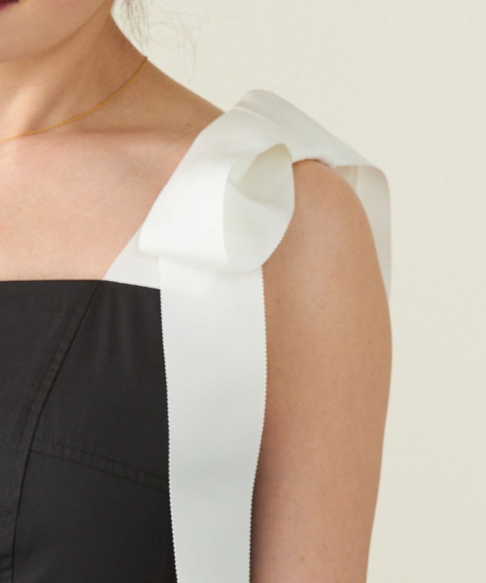 手洗い可/ワンピースロング春夏秋白黒リボン大人かわいい色無地きれいめ洗濯できるジョイントスペース