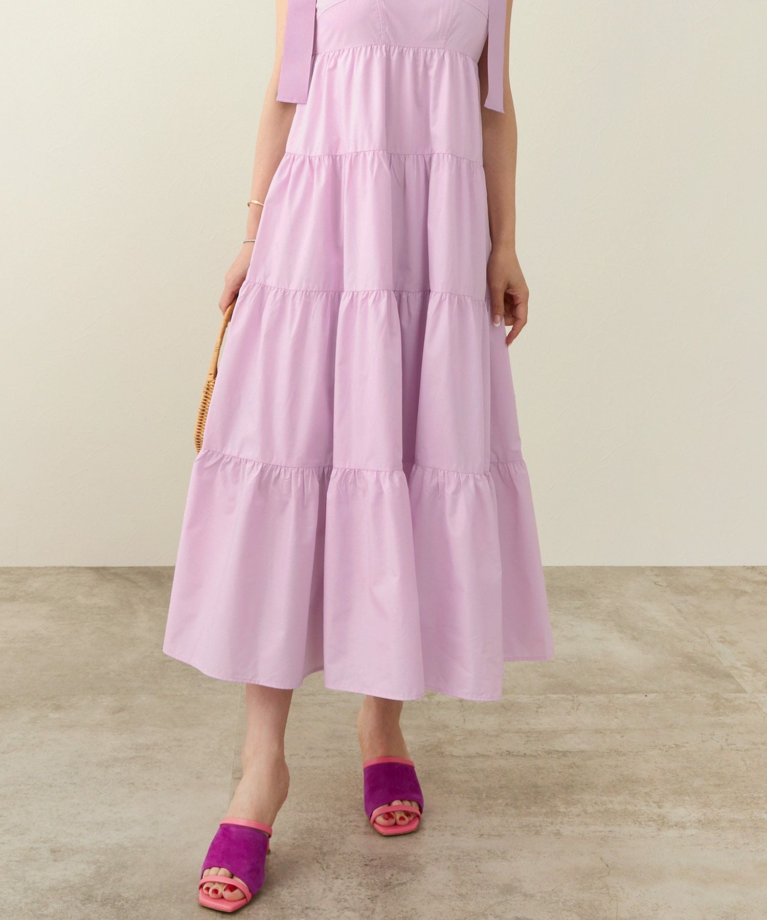 肩リボン ティアード ロングワンピース Liala×PG 全3色｜lpg321-1953