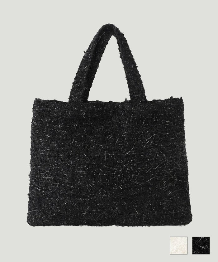 レディース トート 手提げ オケージョン オフィス バッグ フリンジ ラメ サブバッグ ホワイト ブラック フリー フリンジ ラメ サブバッグ HUIT