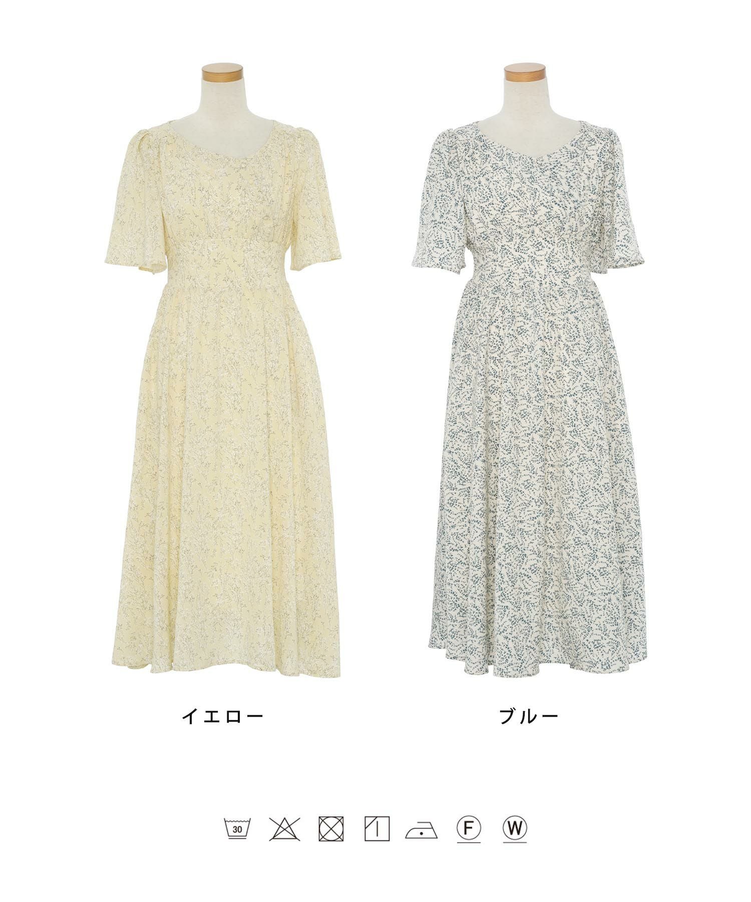 フレアスリーブ フラワー ワンピース le reve vaniller 全2色 ｜lvn331