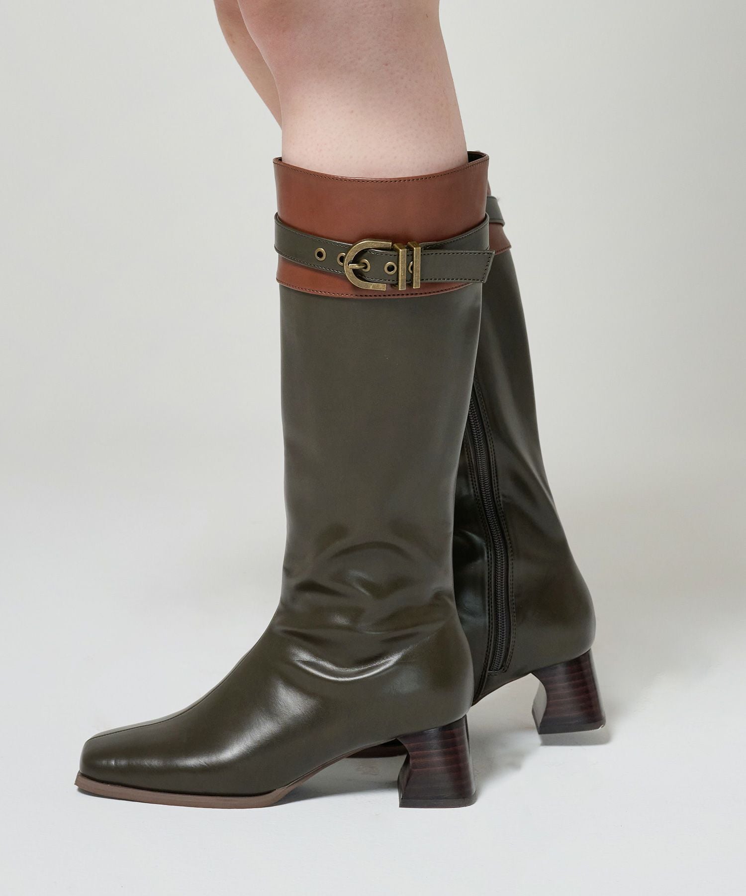 限定Price！SALE バイカラー スクエアトゥロングブーツ TINA：JOJUN 全