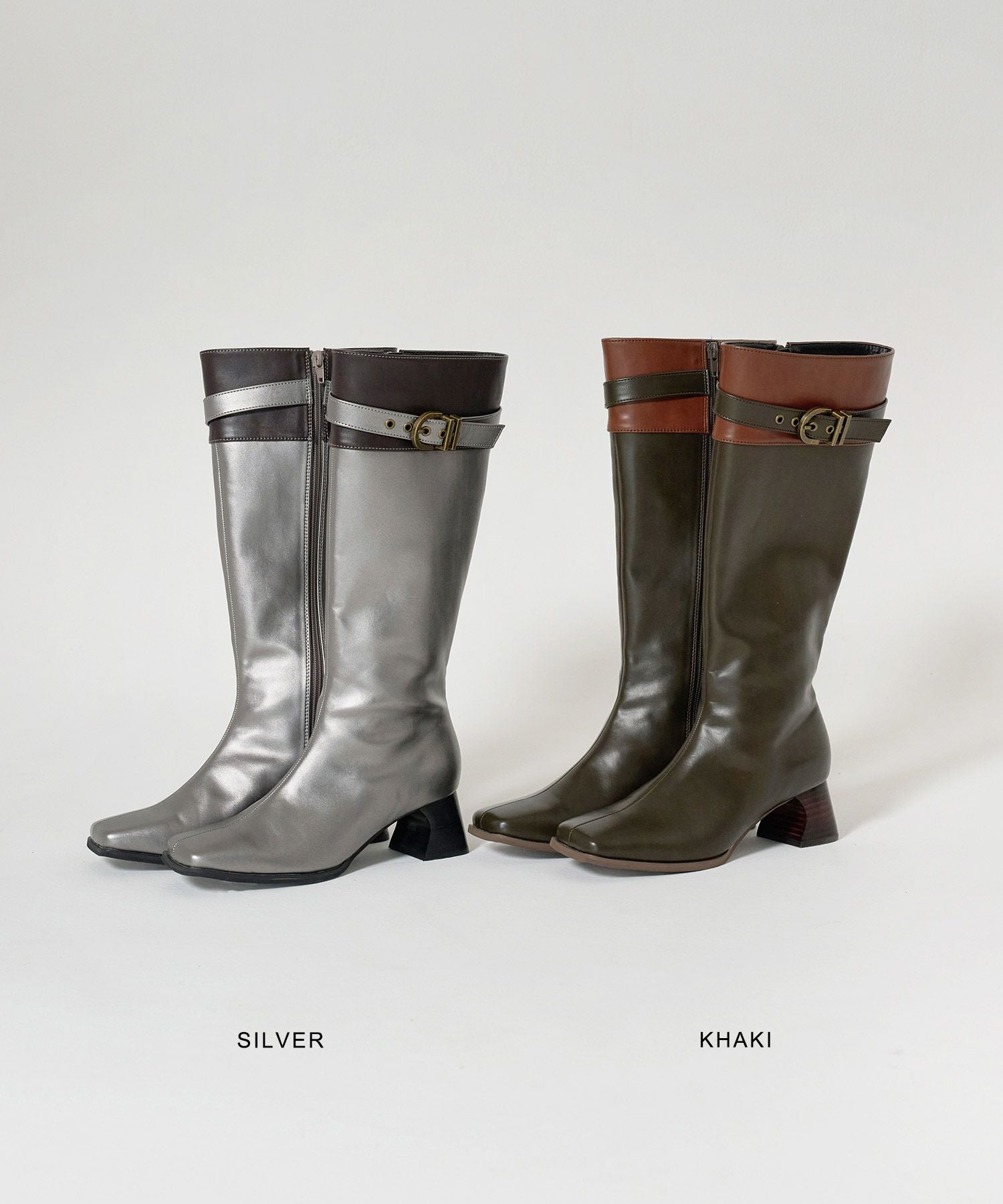 限定Price！SALE バイカラー スクエアトゥロングブーツ TINA：JOJUN 全