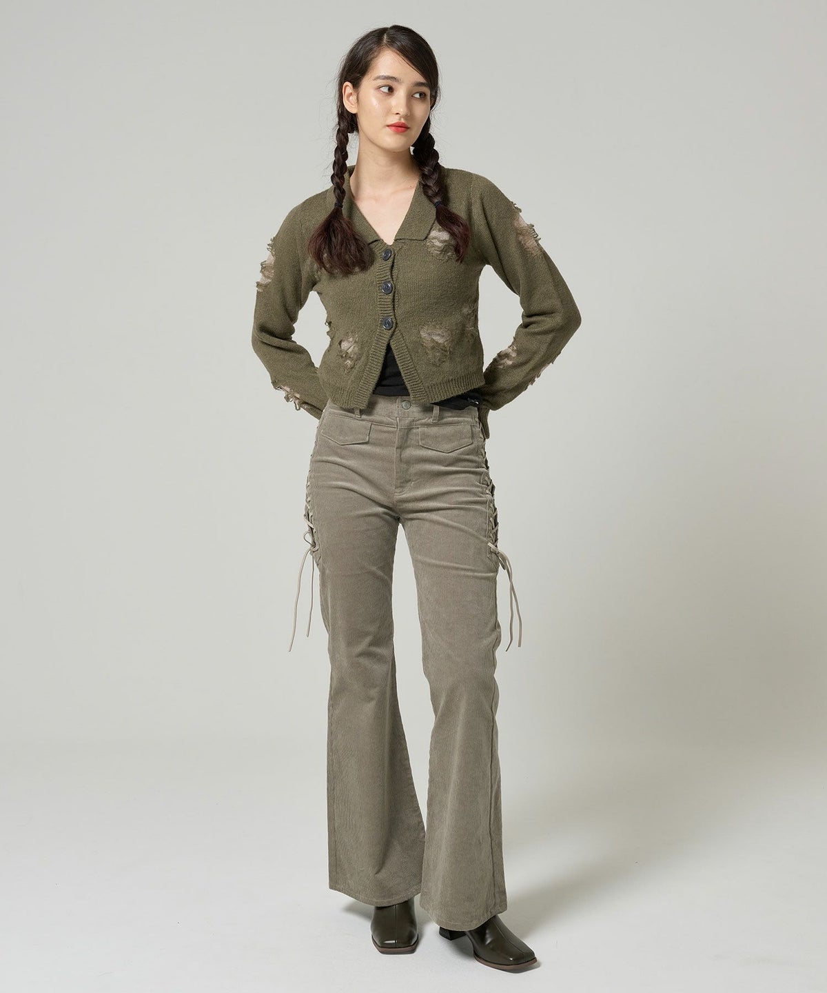 カーディガン/ニット/トップス/ダメージ風