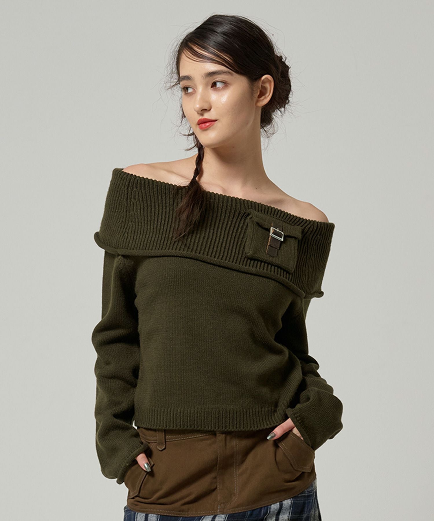 ポケット付き オフショルニット TINA：JOJUN 全3色｜tnj431-0891【3