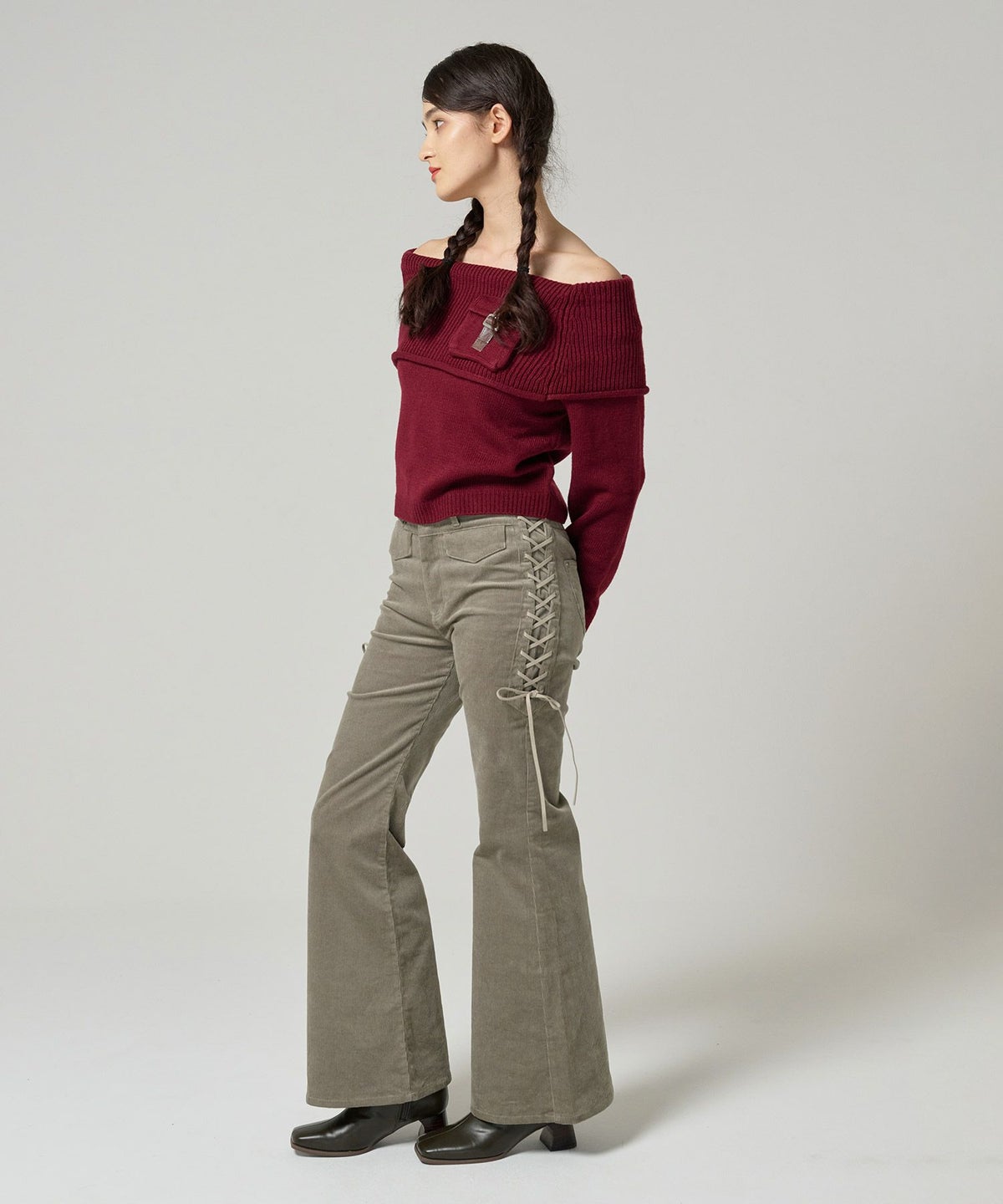 トップス/ニット/オフショルダー/ポケット付き