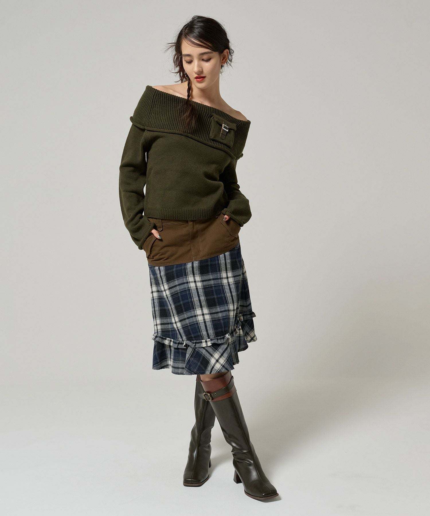 ポケット付き オフショルニット TINA：JOJUN 全3色｜tnj431-0891【3