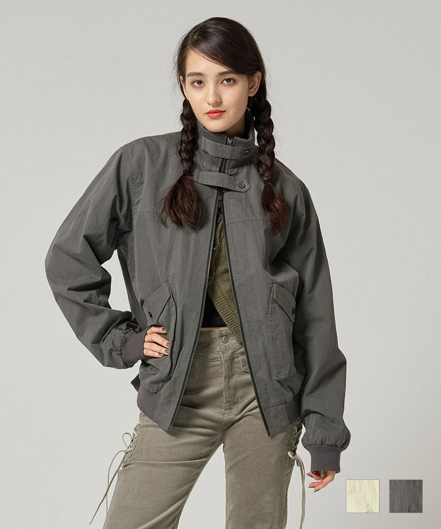 Special-Price-SALE スタンドネック ダブルジップブルゾン TINA：JOJUN