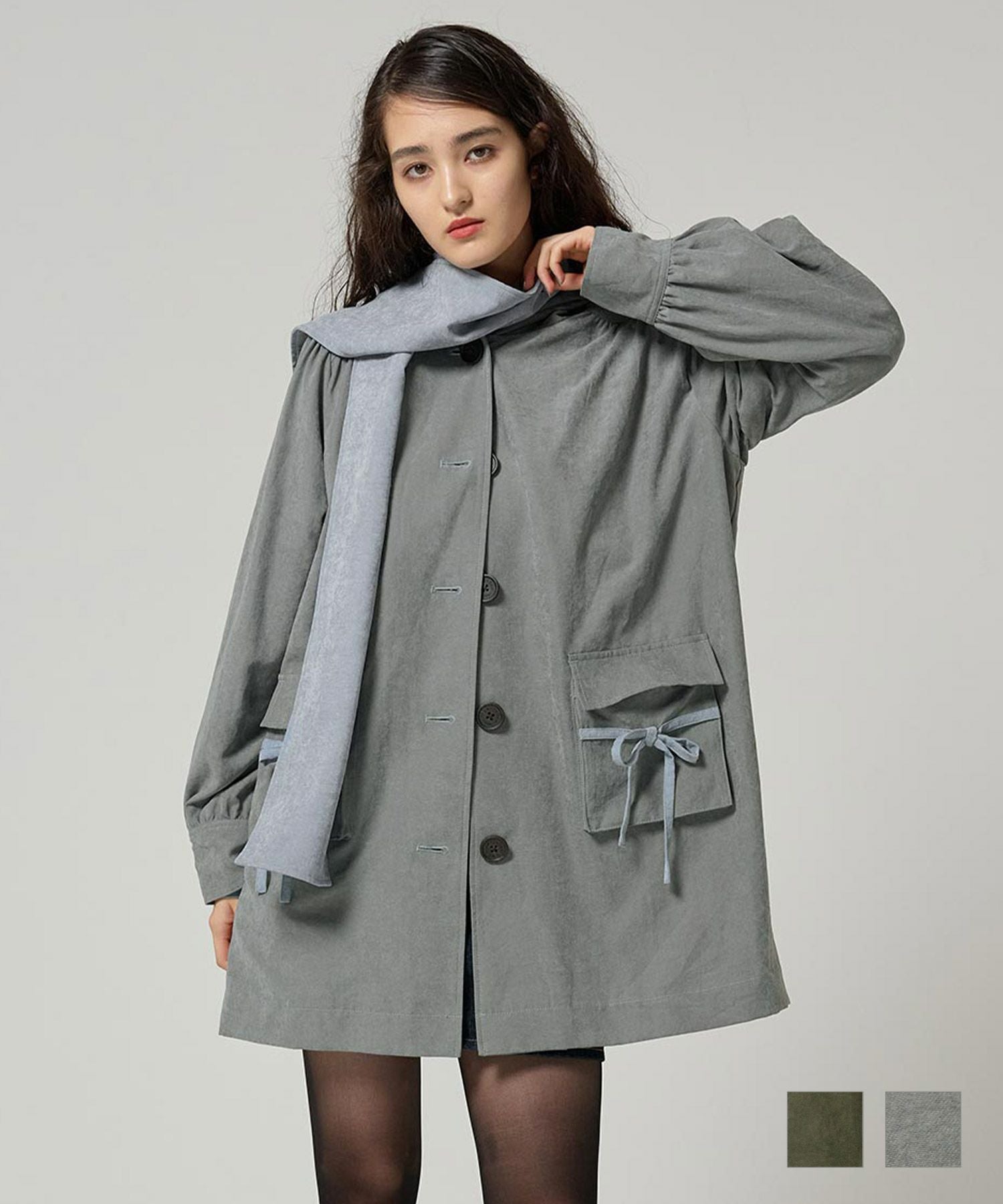 ストール付き フーディーコート TINA：JOJUN 全2色｜tnj131-0892【3