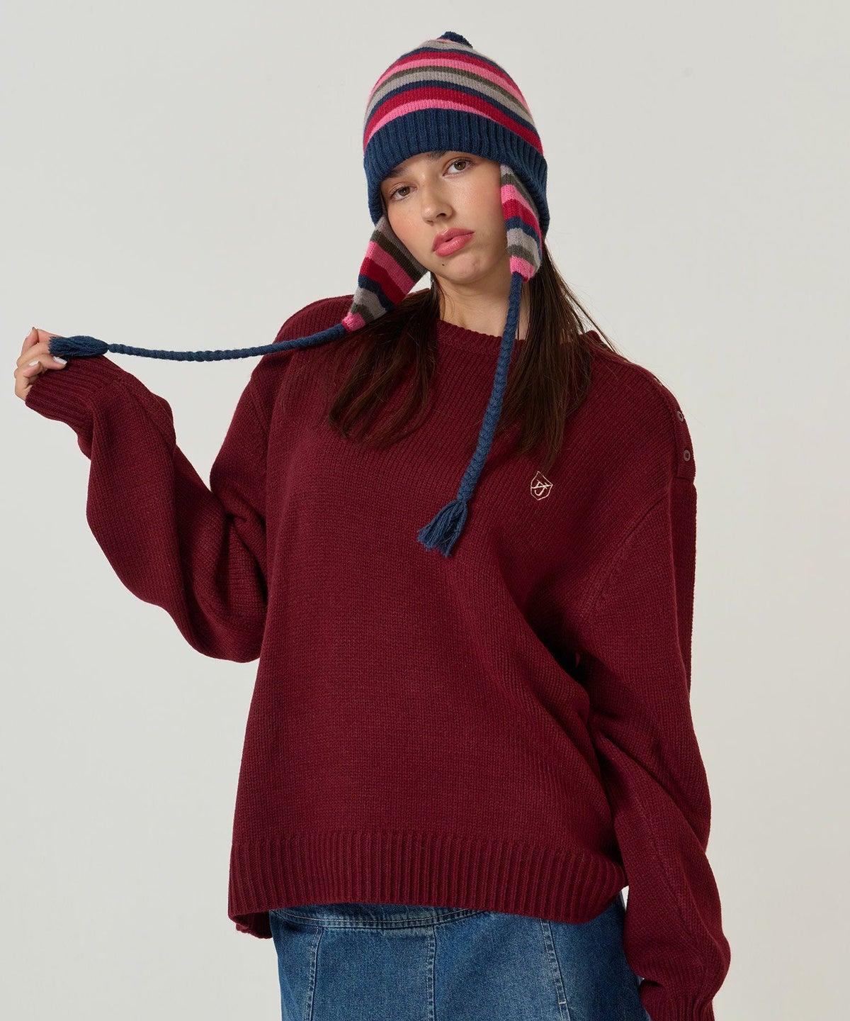 ニット/オーバーニット/エンブレム付き