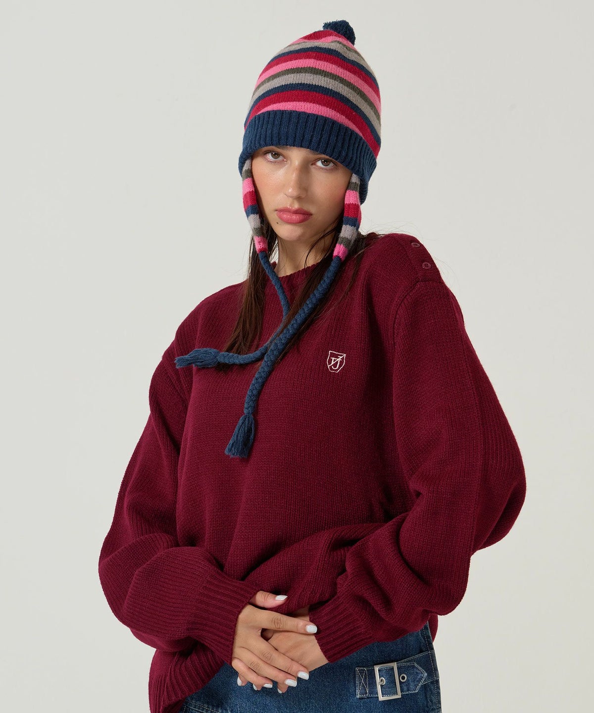 ニット/オーバーニット/エンブレム付き