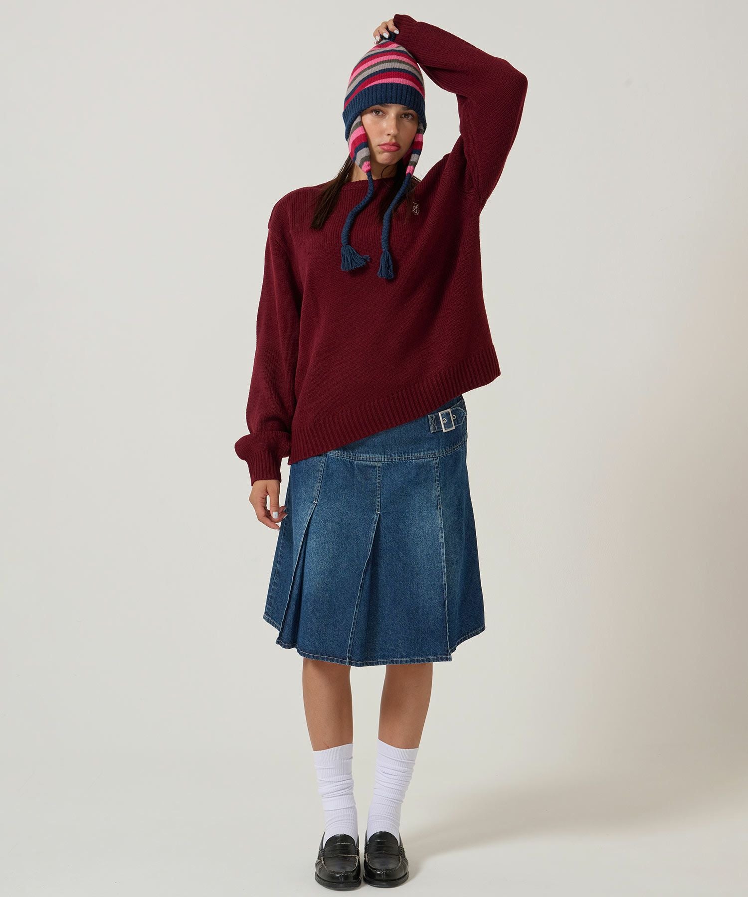 エンブレム付き ショルダーボタンニットプルオーバー TINA：JOJUN 全5