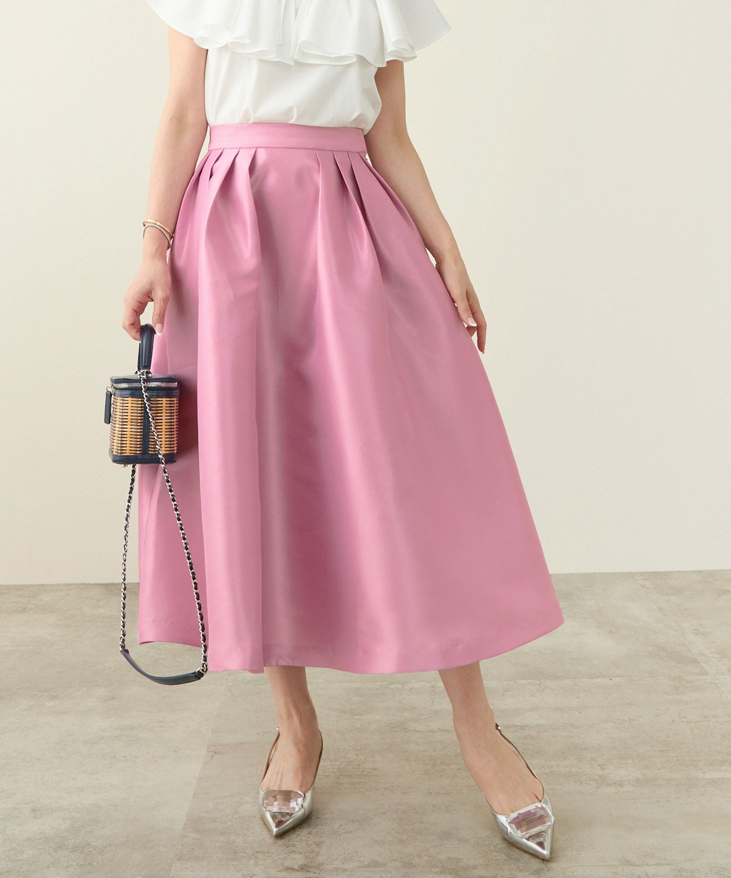 サテン ふんわり フレア スカート Liala×PG 全3色｜lpg621-1944【1