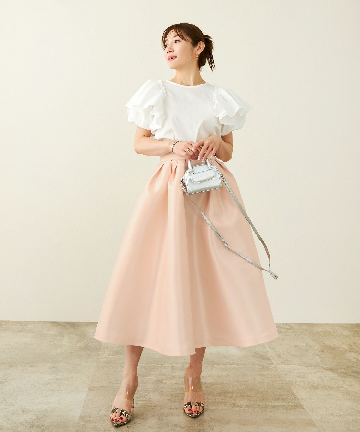 CLEARANCE-SALE サテン ふんわり フレア スカート Liala×PG 全3色