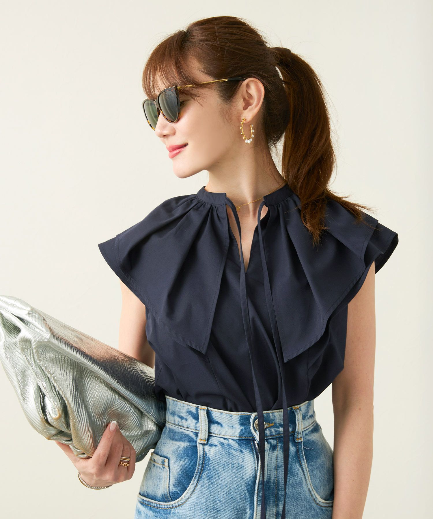 フリル 襟 リボン付き ブラウス Liala×PG 全3色｜lpg861-1938【1