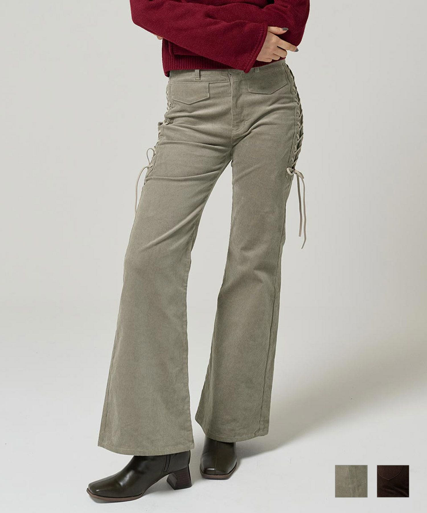 Special-Price-SALE コーデュロイ レースアップフレアパンツ TINA