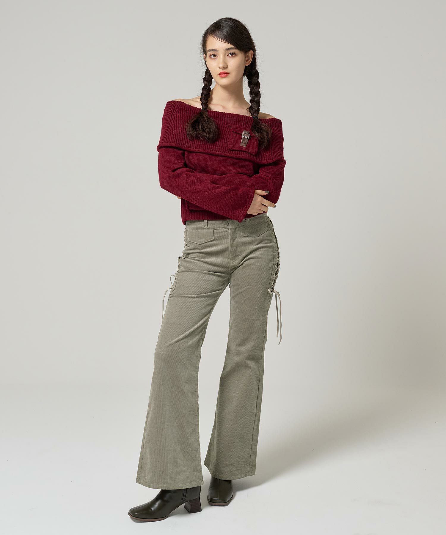 Special-Price-SALE コーデュロイ レースアップフレアパンツ TINA