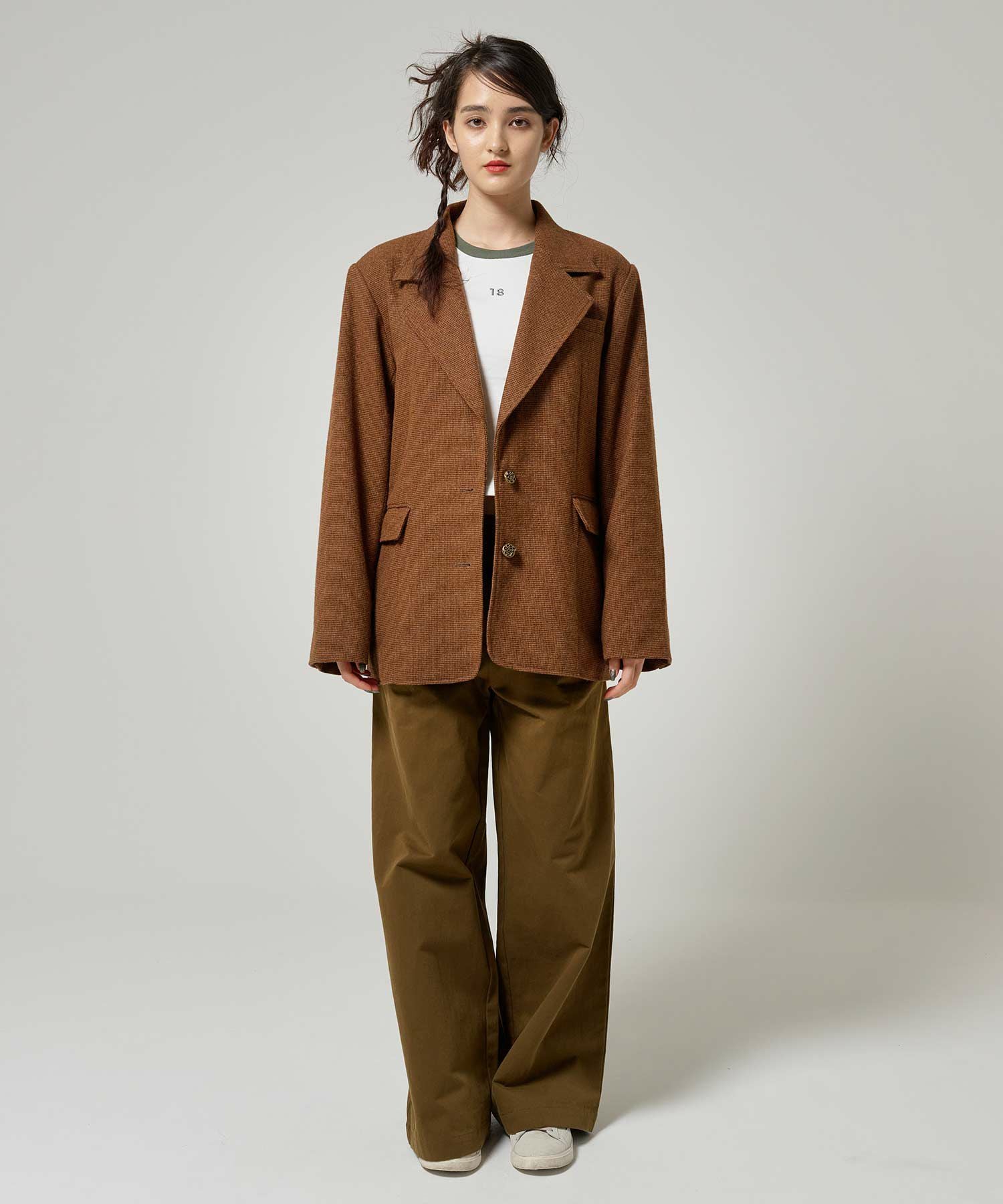 ウールミックス チェックジャケット TINA：JOJUN 全2色｜tnj231-0893