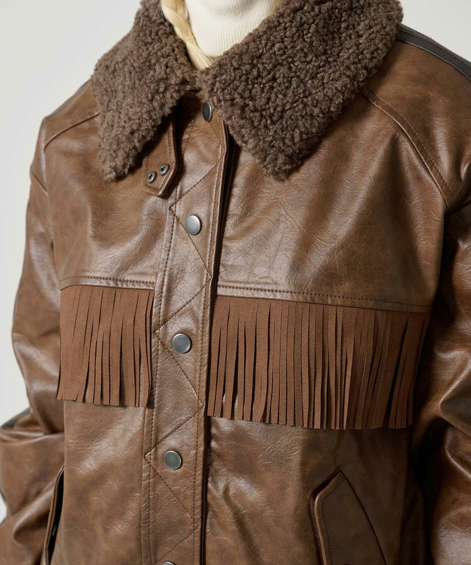 フェイクレザー ボンバージャケット TINA：JOJUN 全2色｜tnj141-0887