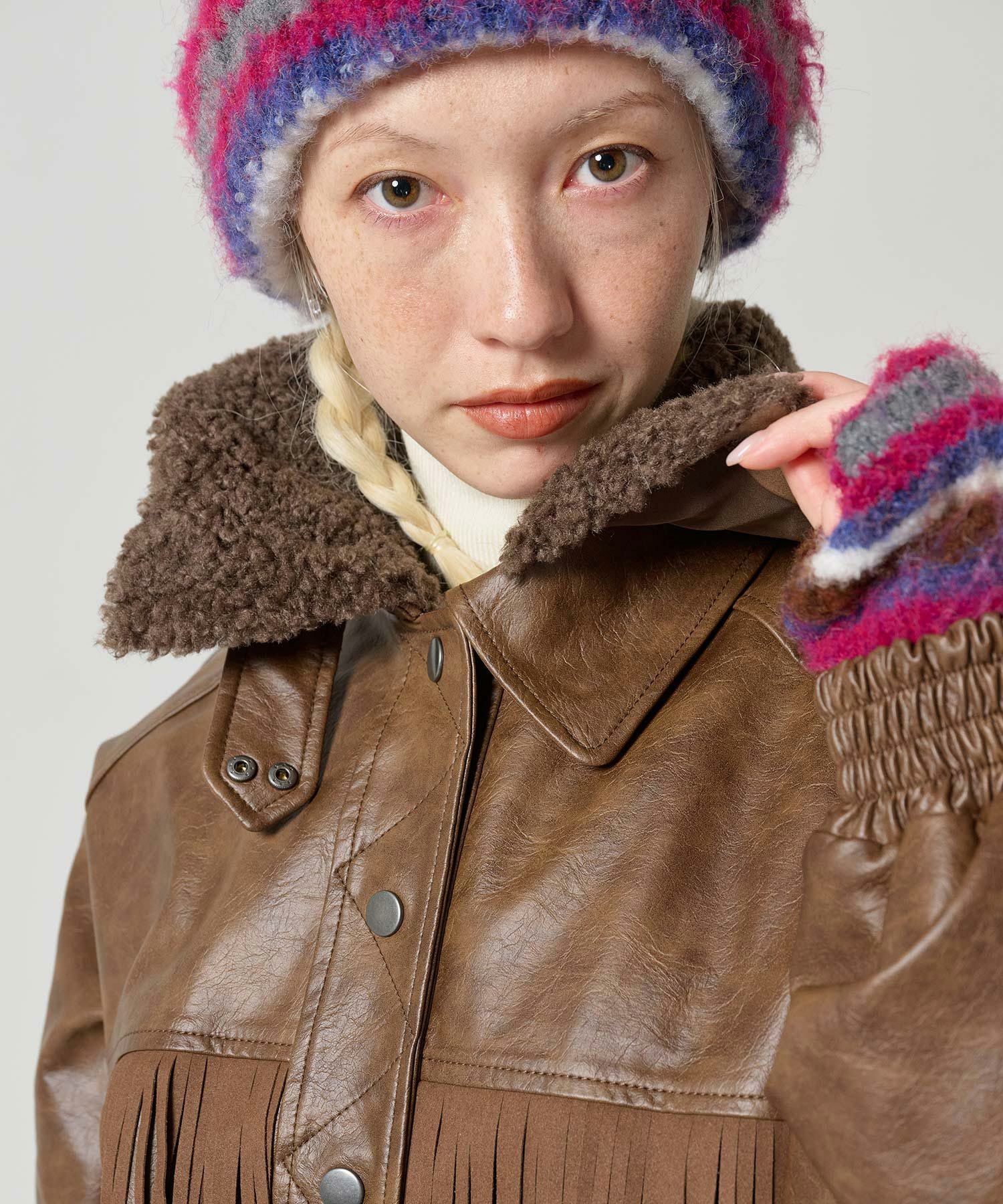 フェイクレザー ボンバージャケット TINA：JOJUN 全2色｜tnj141-0887