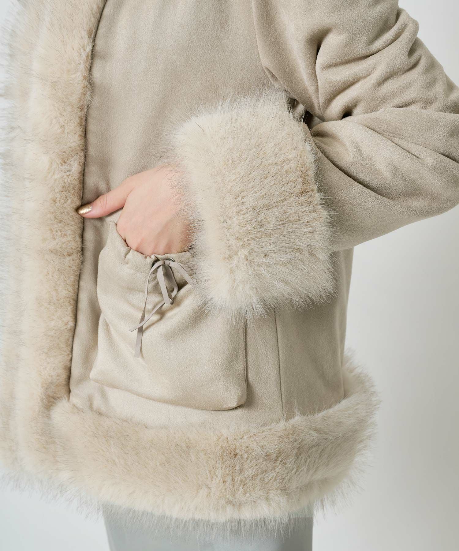 フェイクファー ドッキングスエードコート TINA：JOJUN 全2色｜tnj141