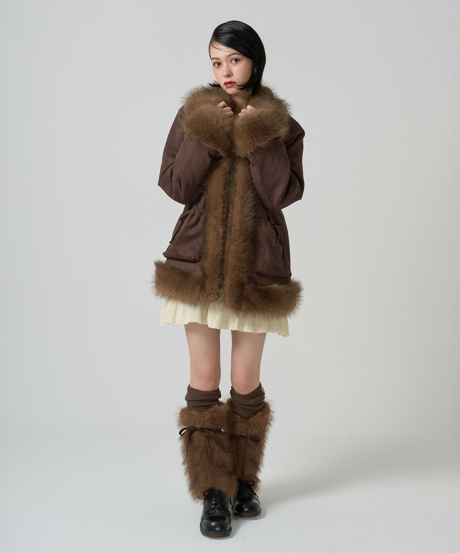 フェイクファー ドッキングスエードコート TINA：JOJUN 全2色｜tnj141