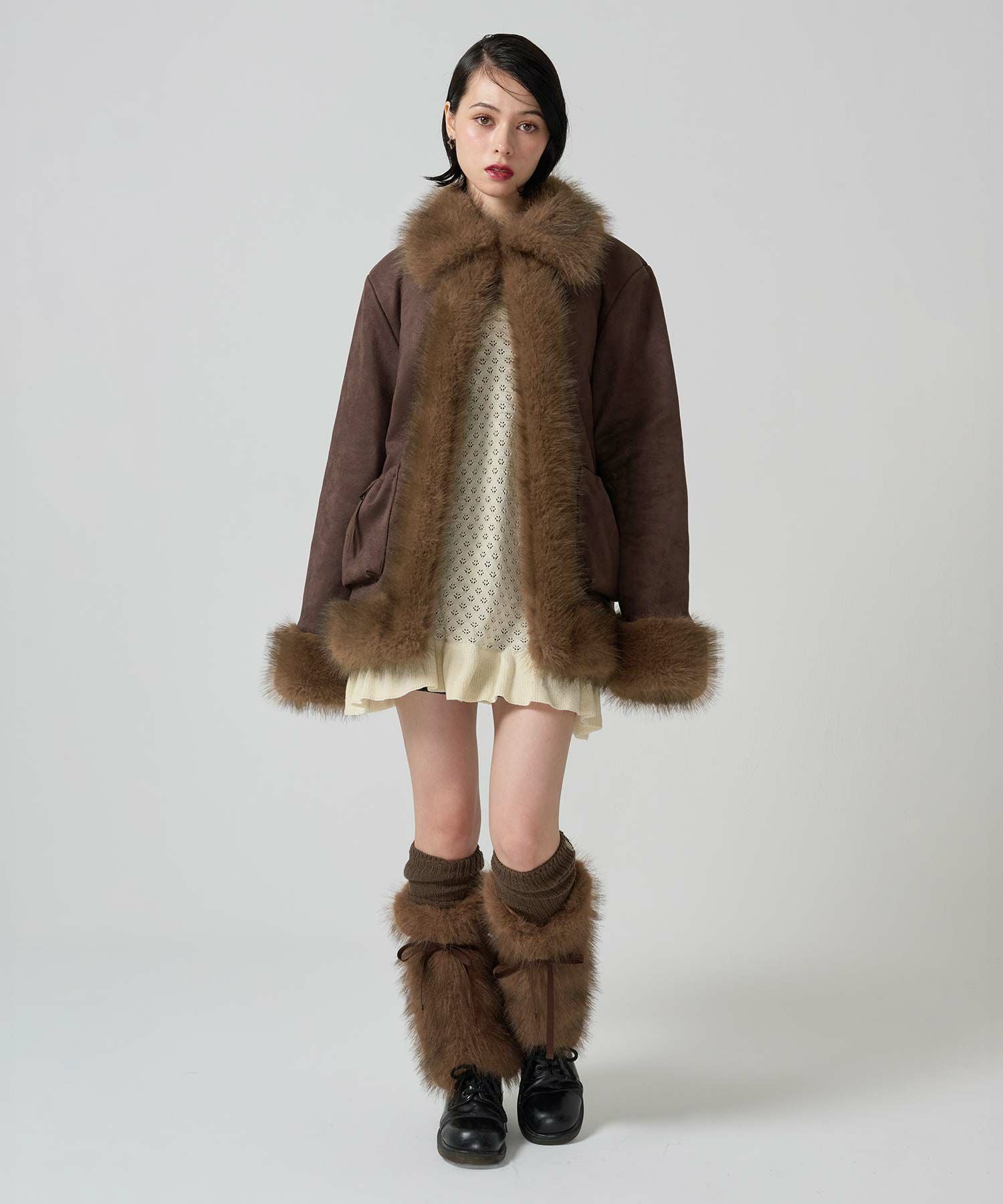 フェイクファー ドッキングスエードコート TINA：JOJUN 全2色｜tnj141