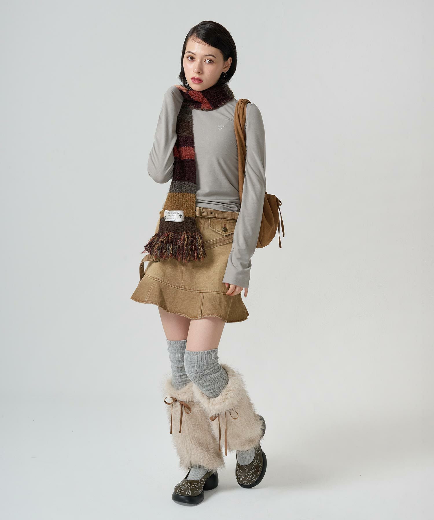 フェイクファー ボリュームレッグウォーマー TINA：JOJUN 全2色
