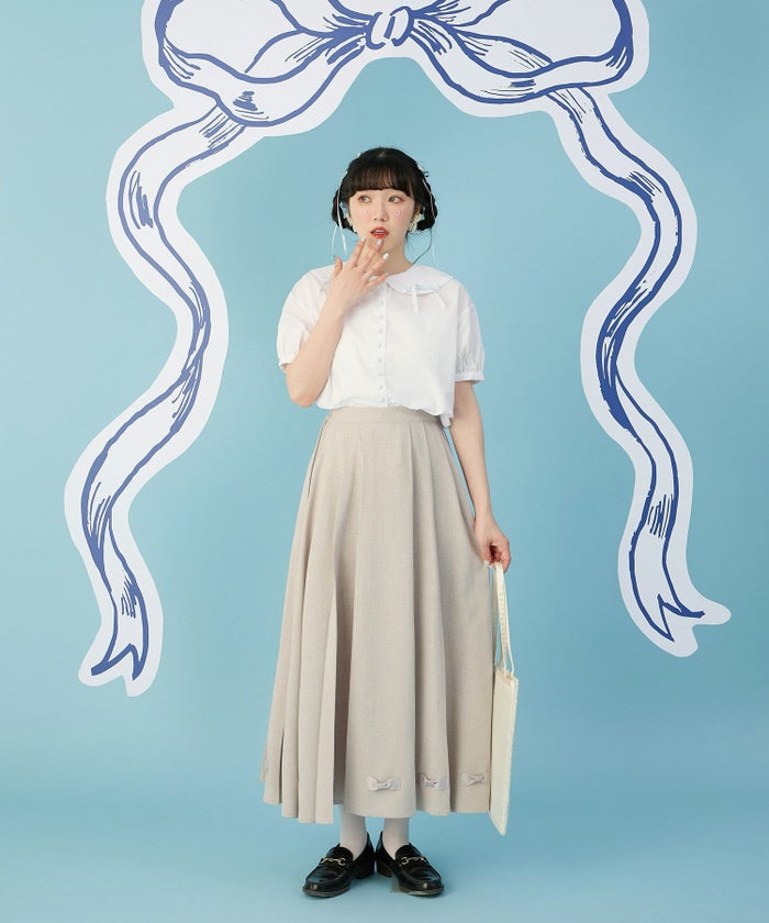 ウエストゴム クラシカル リネンライク 夏 ロング/グレー/ベージュ/M