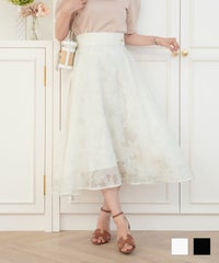 フラワーレースフレアスカートlerevevanillerホワイト/ブラック