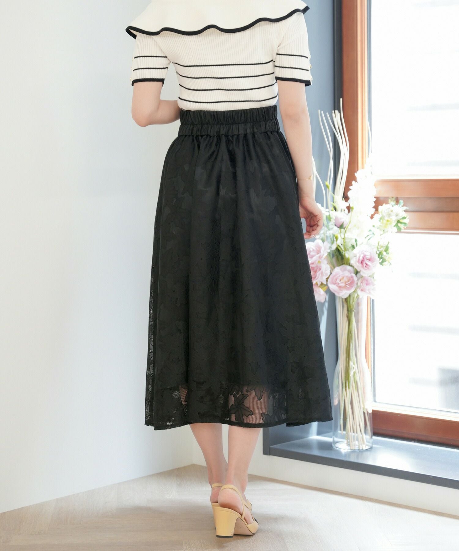 フラワー レース フレアスカート le reve vaniller 全2色 ｜lvn621