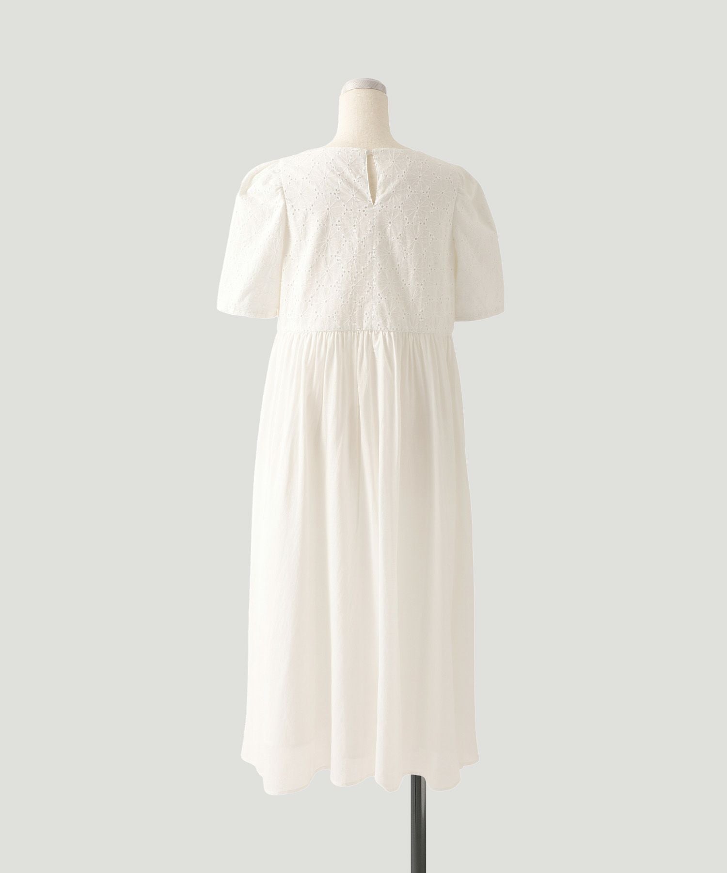 コットンレース フロントリボン マキシ丈 ワンピース HUIT 全2色