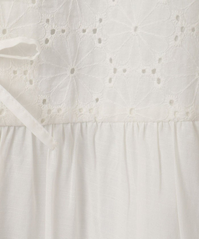 レディース 夏 ロング 花柄 五分袖/ホワイト/ブラック/S/M