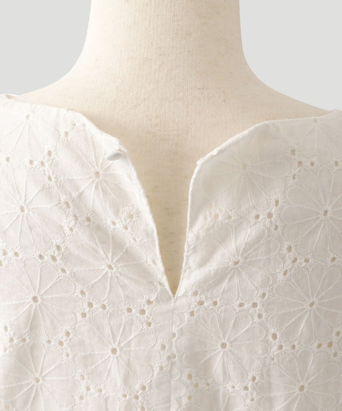 レディース 夏 ロング 花柄 五分袖/ホワイト/ブラック/S/M