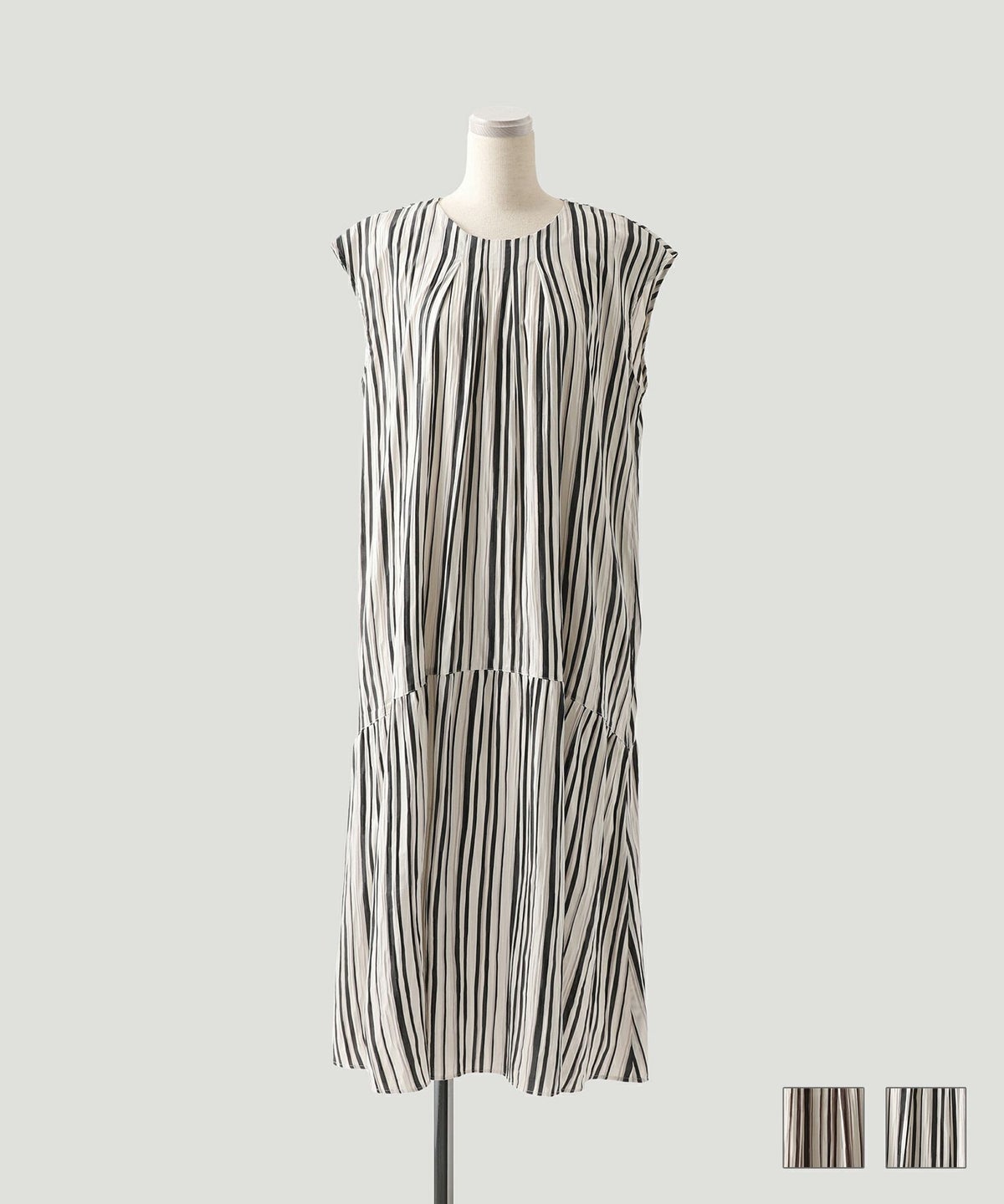 セレクト 夏 上品 リゾート ロング フレア セレクト ラメストライプ フレンチスリーブ ワンピース HUIT