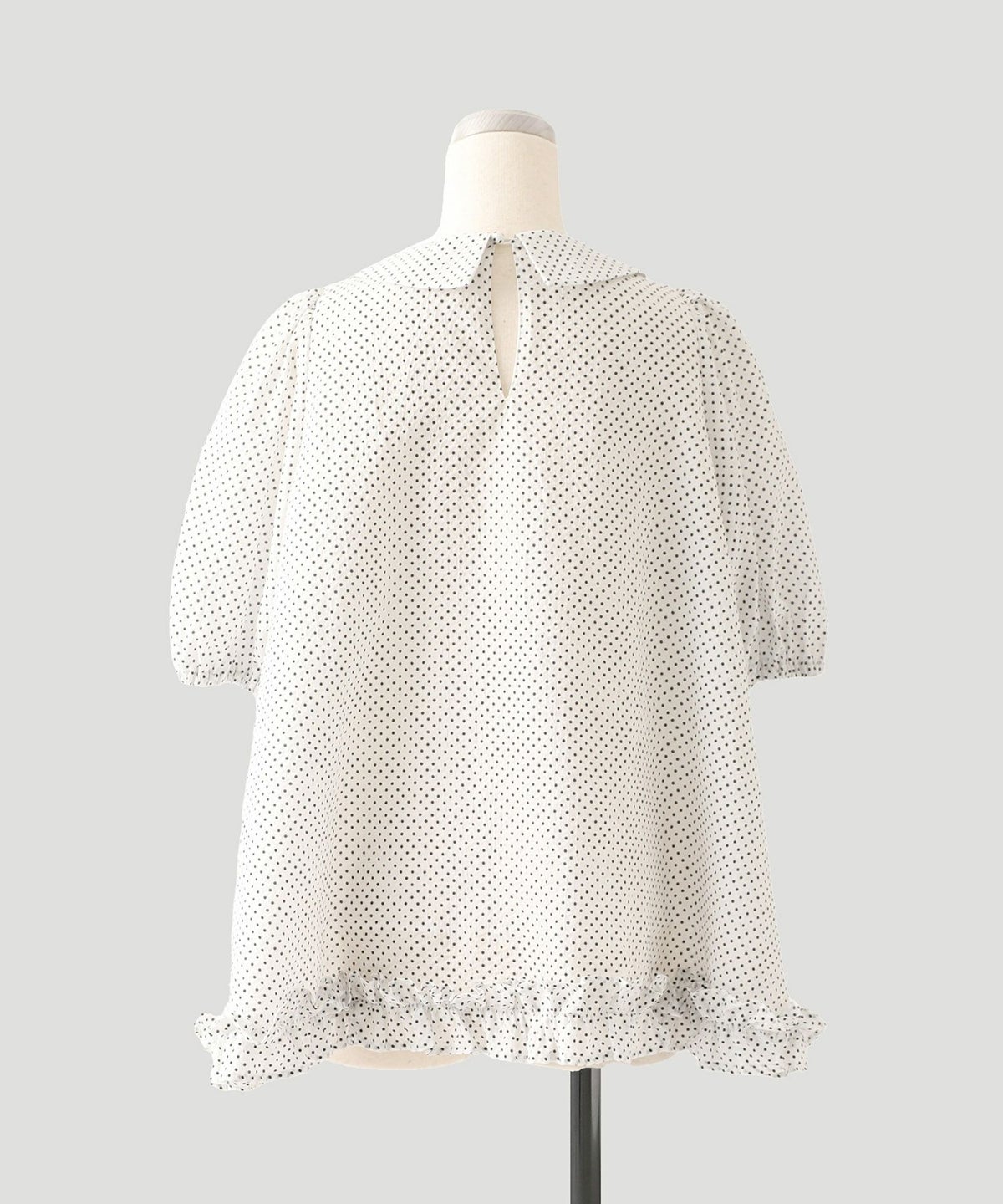 レディース 丸襟 パフスリーブ 夏/ホワイト/ブラック/M