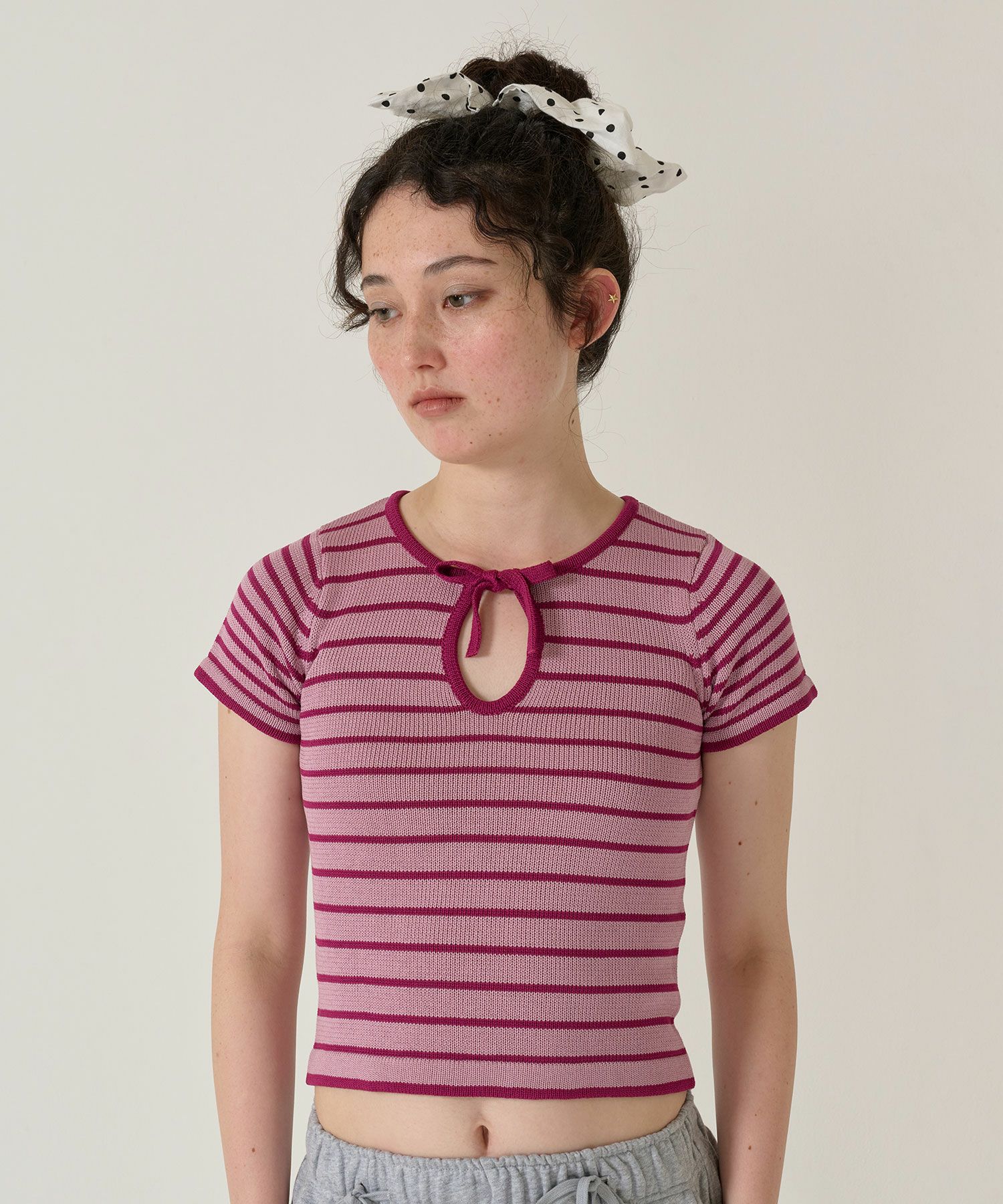 半袖 ボーダーニットプルオーバー TINA：JOJUN 全3色｜tnj431-0909【2