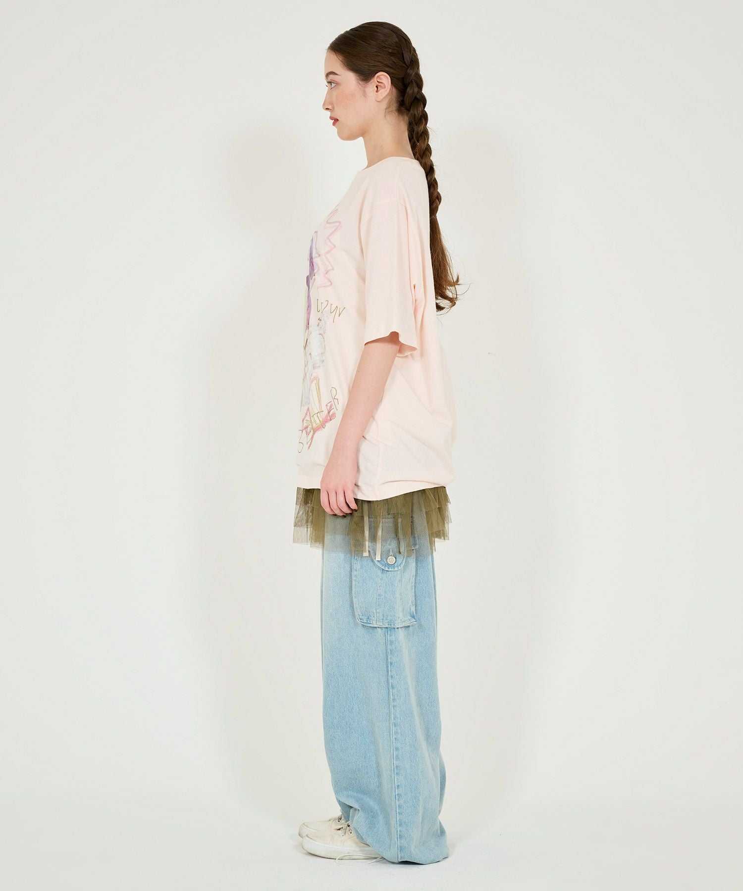 フラワーコラージュ オーバーTシャツ TINA：JOJUN 全2色｜tnj531-0922