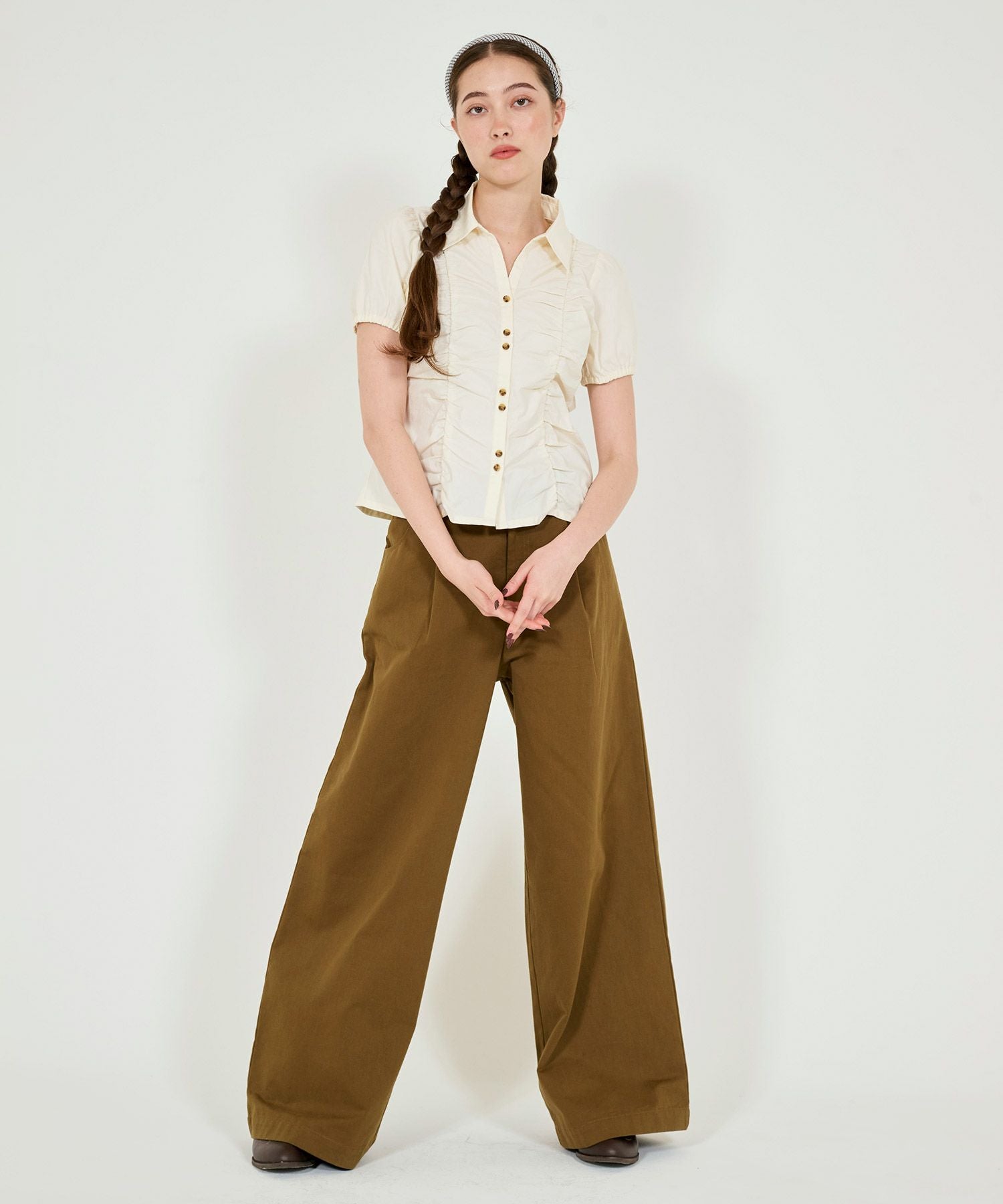スキッパーカラー 半袖ブラウス TINA：JOJUN 全2色｜tnj831-0876【3