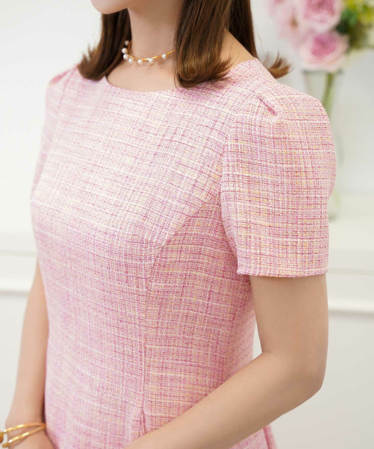 サマーツイード マチ入り フレア ワンピース Prima Scherrer 全3色