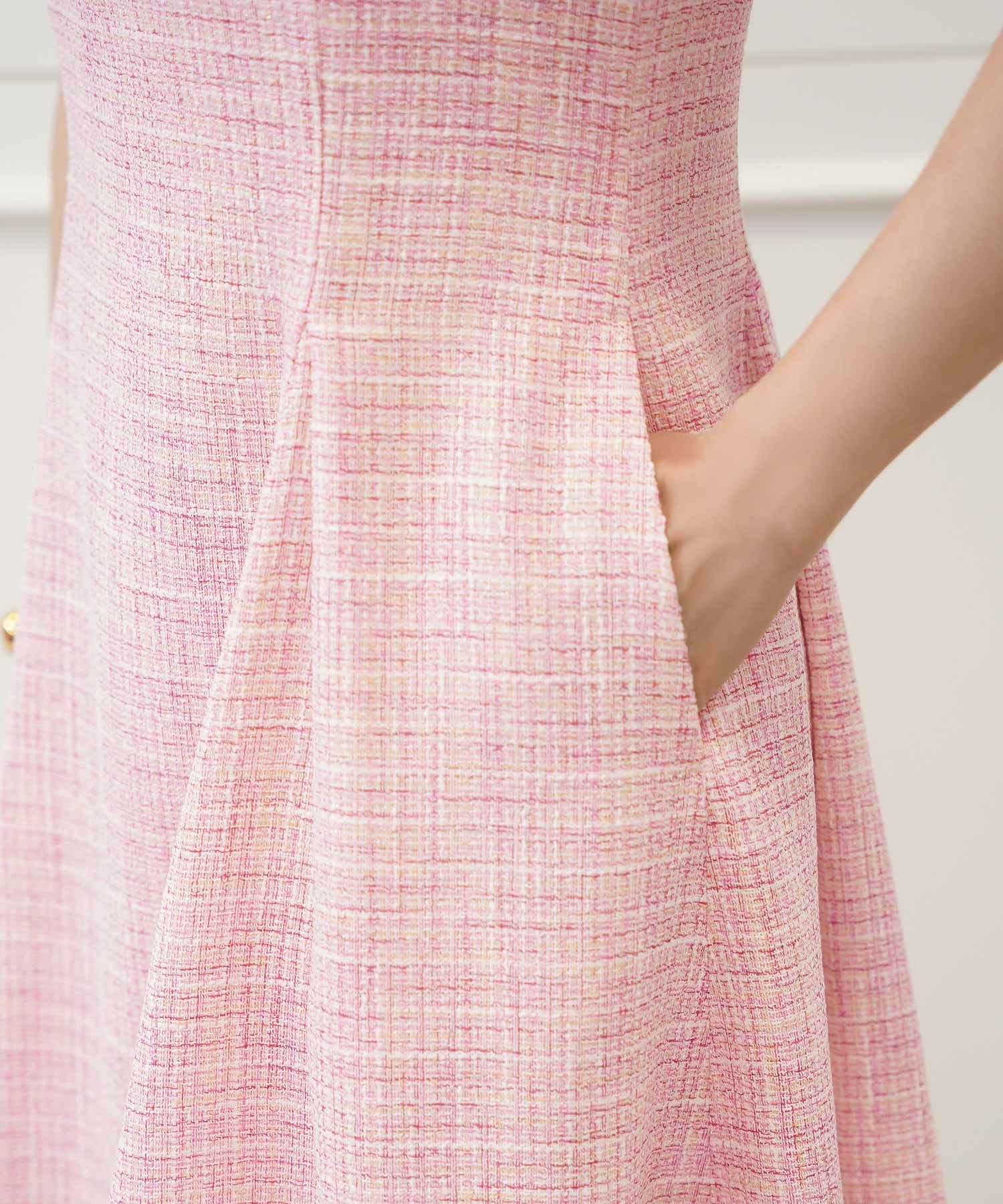 サマーツイード マチ入り フレア ワンピース Prima Scherrer 全3色