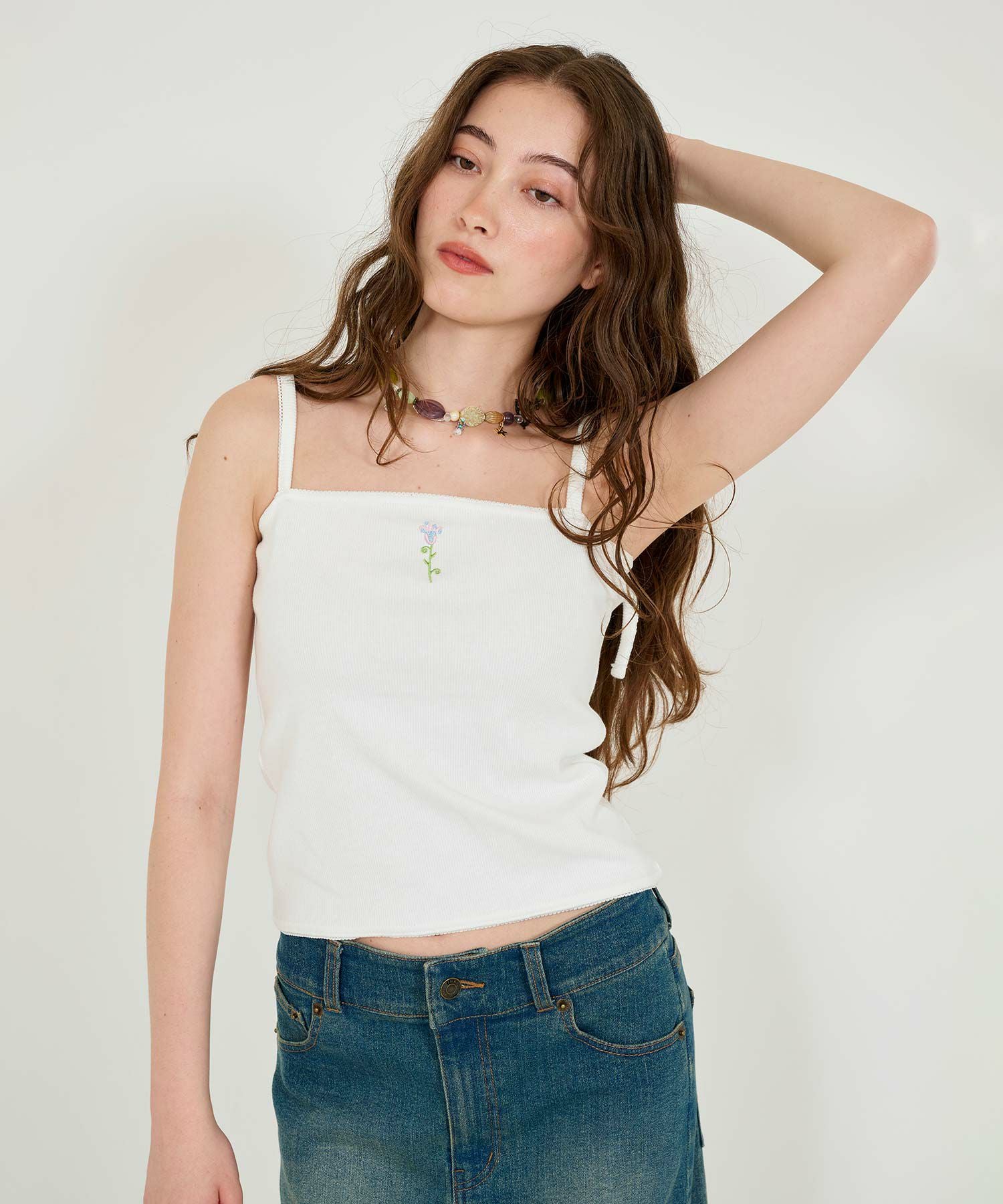 2WAY フラワー刺繍キャミソール TINA：JOJUN 全3色｜tnj531-0932【2