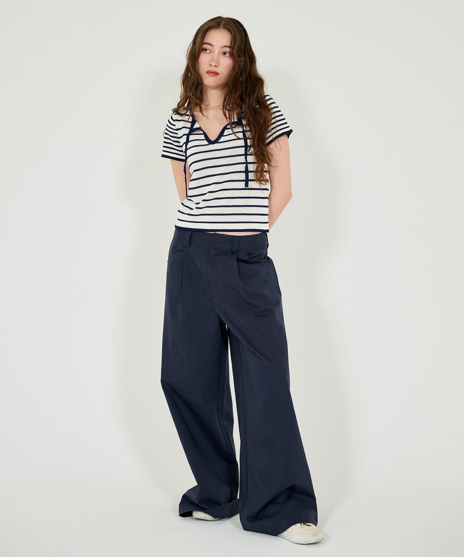 FLYING-SALE タック入り ルーズワイドチノパン TINA：JOJUN 全2色